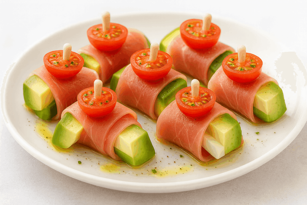 ママ友会で一品持ち寄りしたアボカドとチーズの生ハム巻き